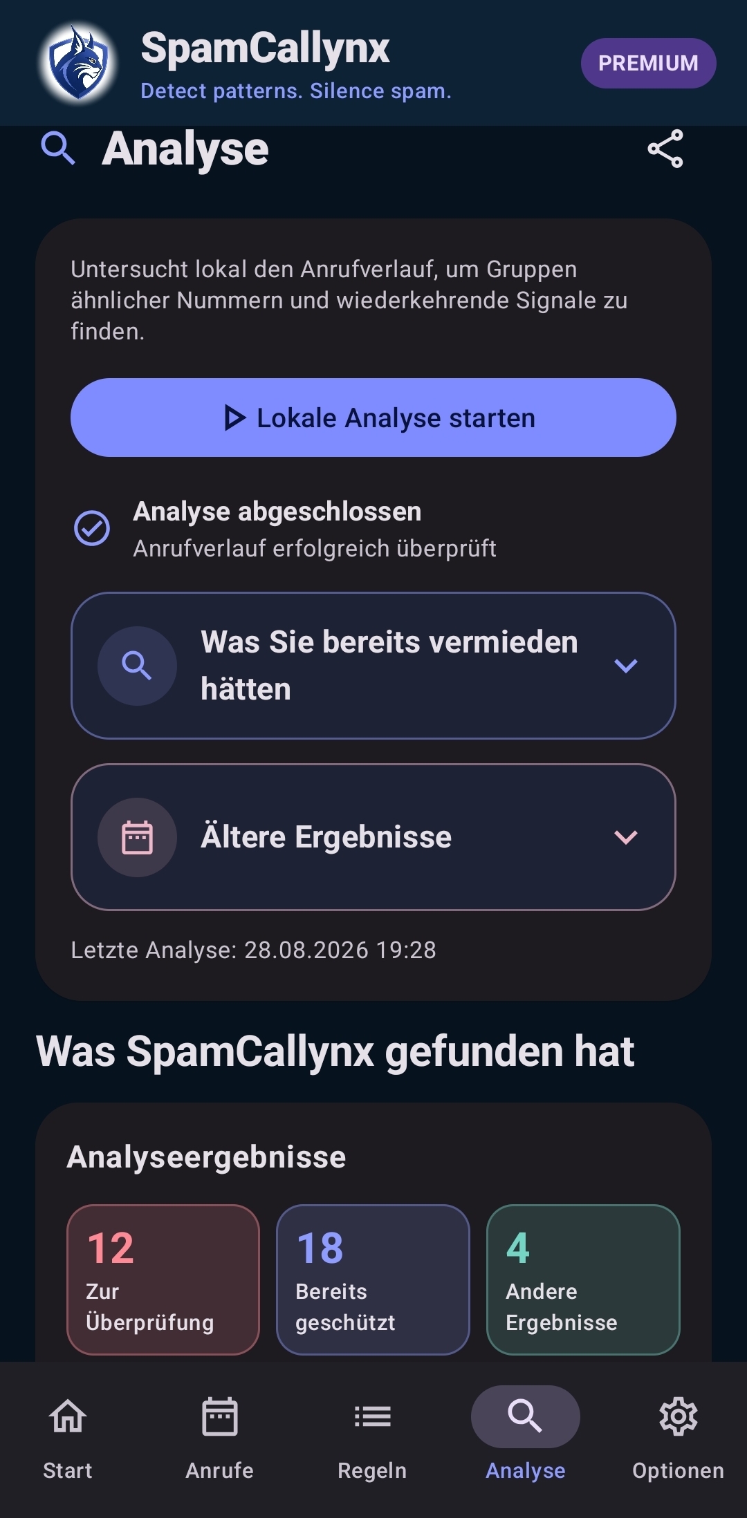 Analyse: Gruppen und Hinweise ansehen.