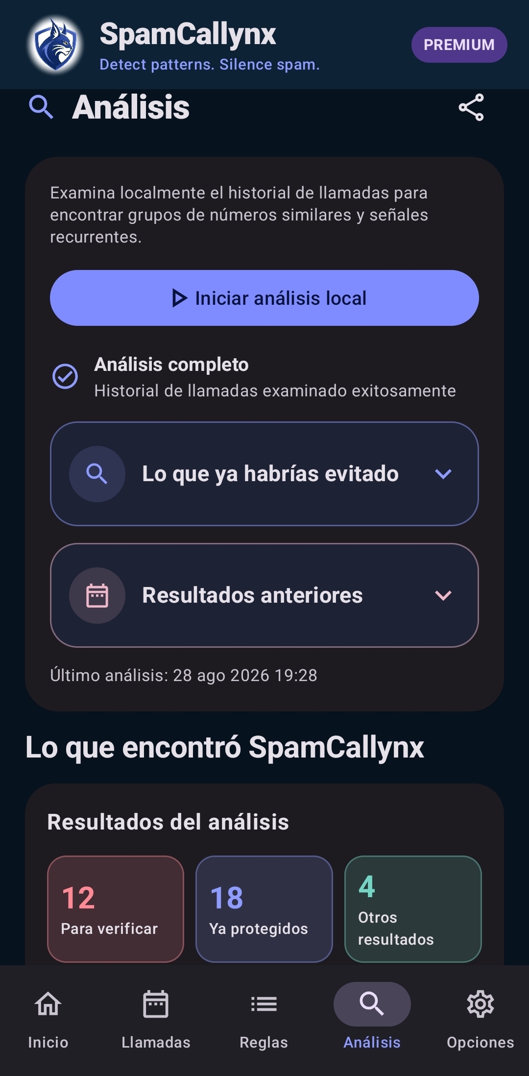 Análisis: grupos y evidencias.