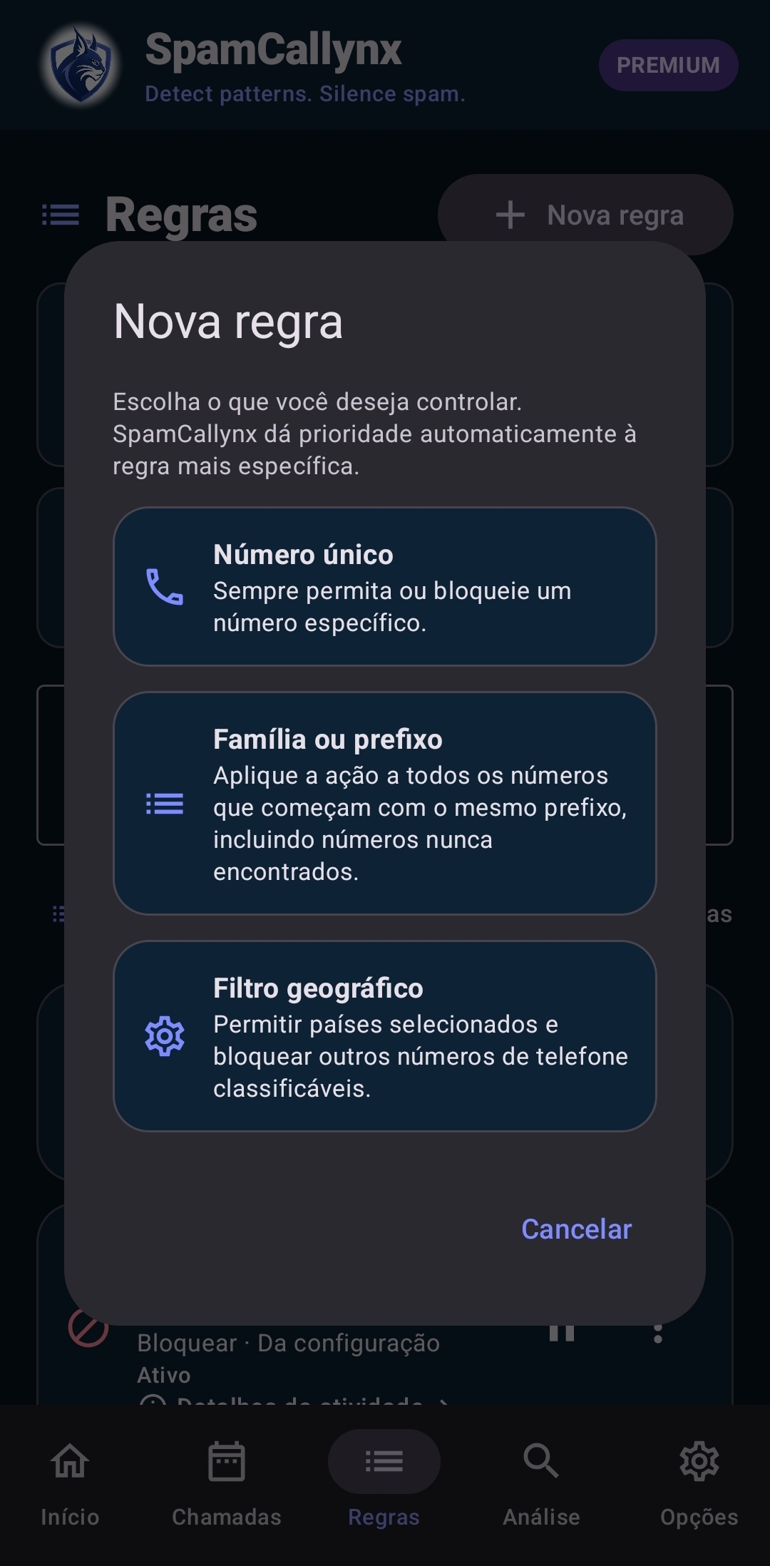 Regras: gerencie suas escolhas.